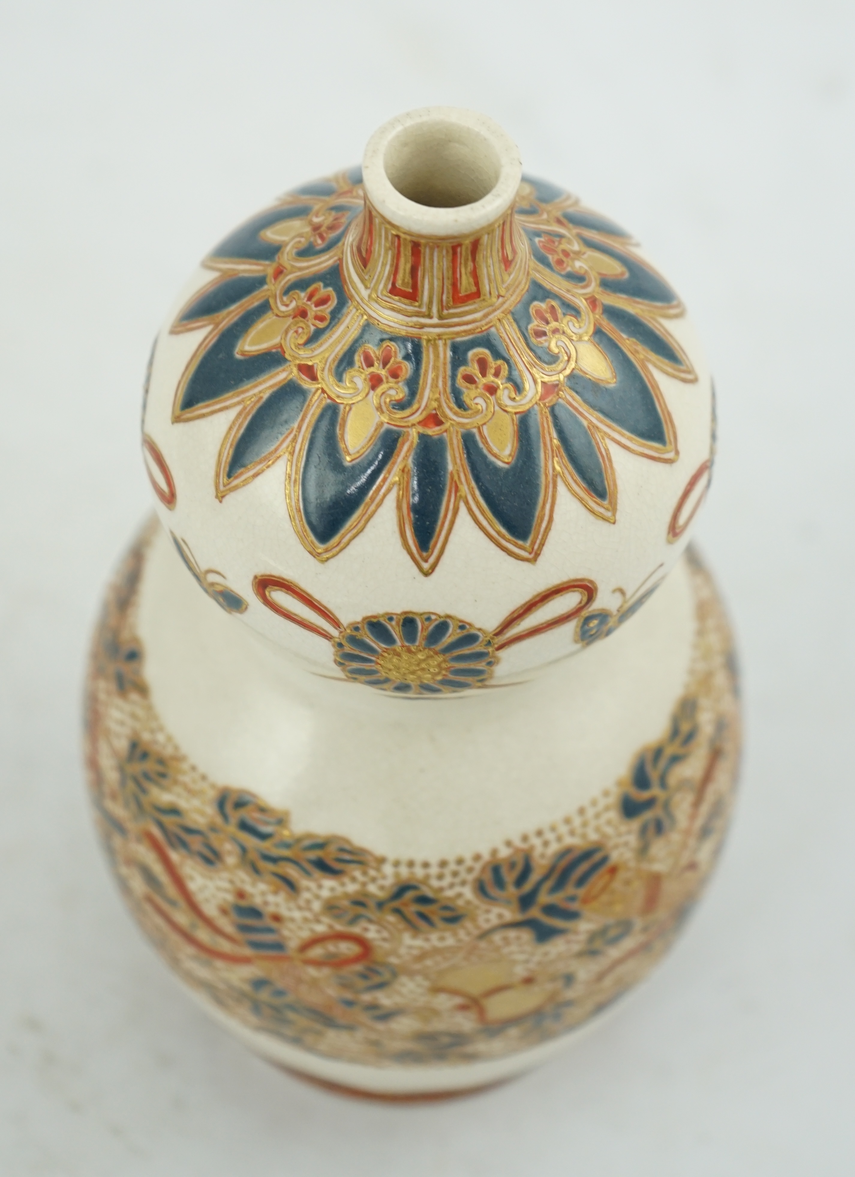 A Japanese Satsuma double gourd-shaped vase, 19th century